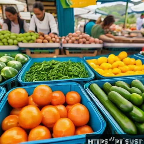 Home 30 지속 가능한 소비를 위한 법적 고려 사항 - A vibrant Brazilian marketplace scene showcasing local sustainable products with clear environmental...