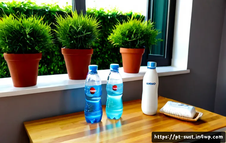 Home 17 지속 가능한 소비를 위한 제품 리뷰 및 비교 - Photorealistic sustainable product comparison scene in a bright Portuguese apartment kitchen, two un...